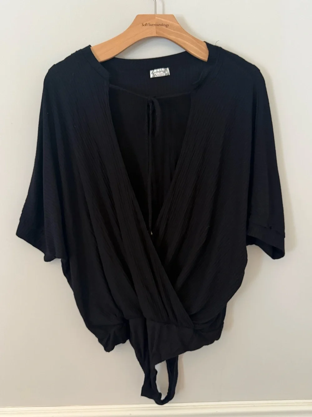 Free people Cleo black ribbed low V front thong bodysuit. M